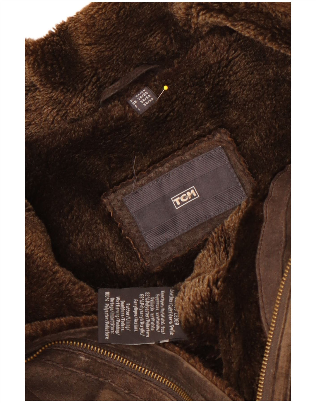 Kurtka damska TCM Shearling UK 28/30 3XL Brązowa skóra