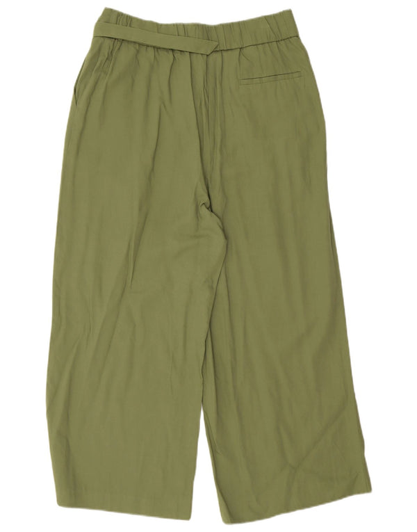Damskie spodnie capri z wysokim stanem i szerokimi nogawkami Oasis UK 12 Medium W28 L22 Zielone