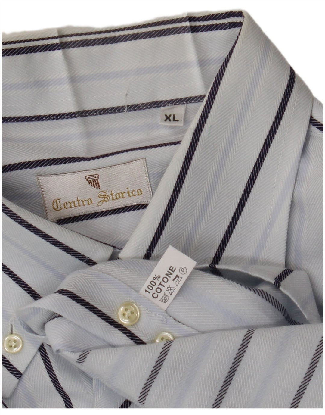 Koszula męska VINTAGE XL, biała, bawełniana w prążki
