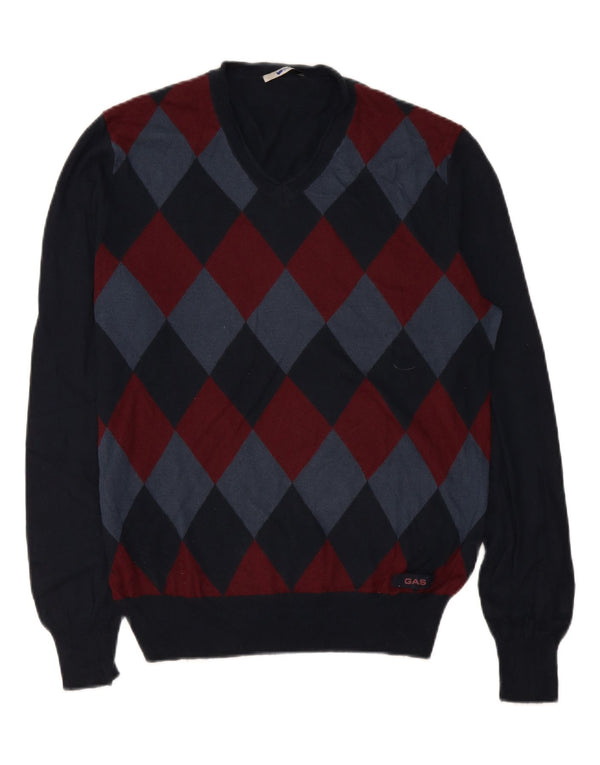 Sweter damski Gas z dekoltem w kształcie litery V UK 20 2XL Granatowy Argyle/Diamentowa Wiskoza