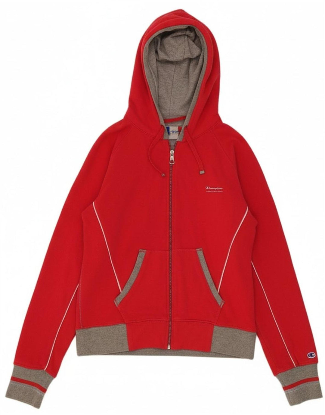 CHAMPION Womens Heritage Classics Zip Hoodie Sweater UK 14 Medium Red