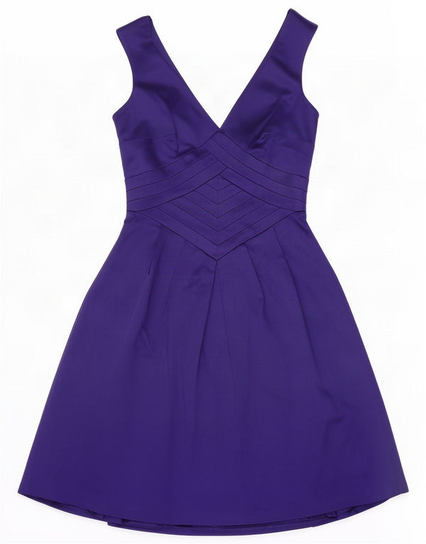 Warehouse Womens Sleeveless A-Line Dress UK 6 XS Purple Acetate
