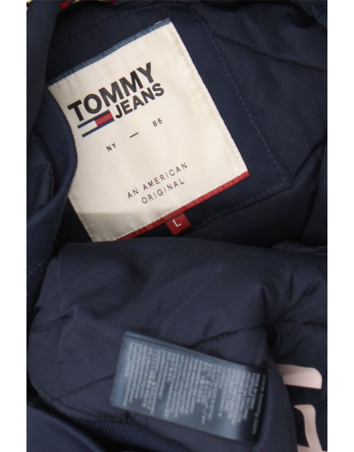 Męska ocieplana kurtka z kapturem Tommy Hilfiger UK 40, duża granatowa, poliester