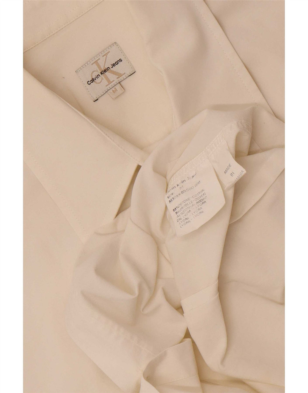Męska koszula z krótkim rękawem Calvin Klein Jeans, średnia biała bawełna