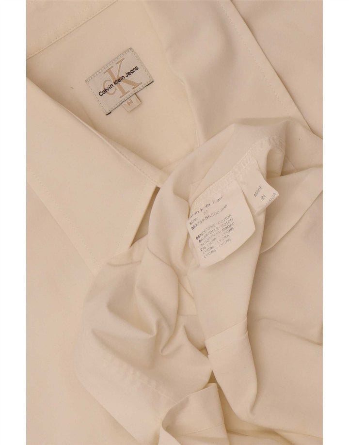 Męska koszula z krótkim rękawem Calvin Klein Jeans, średnia biała bawełna