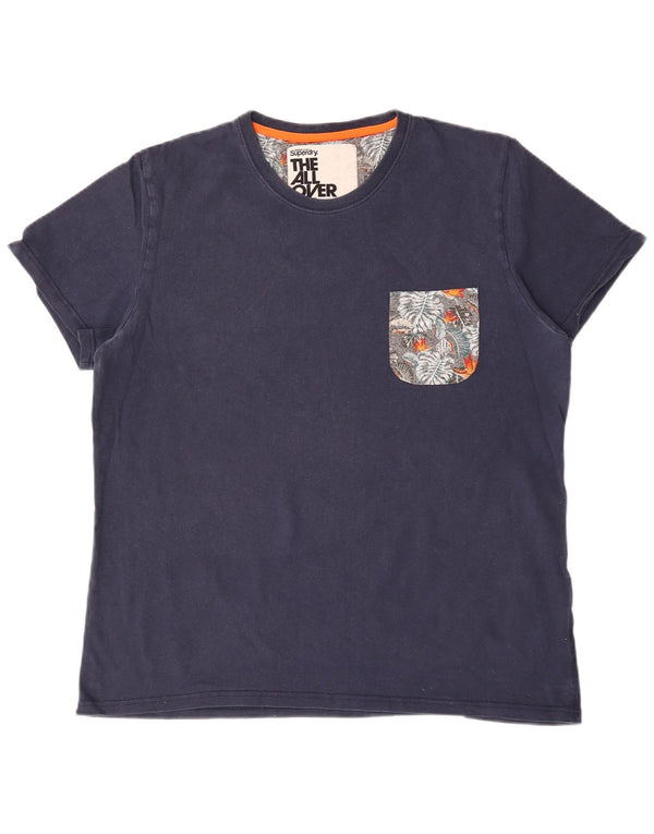 Męski T-shirt Superdry z grafiką, 2XL, niebieska, bawełniana