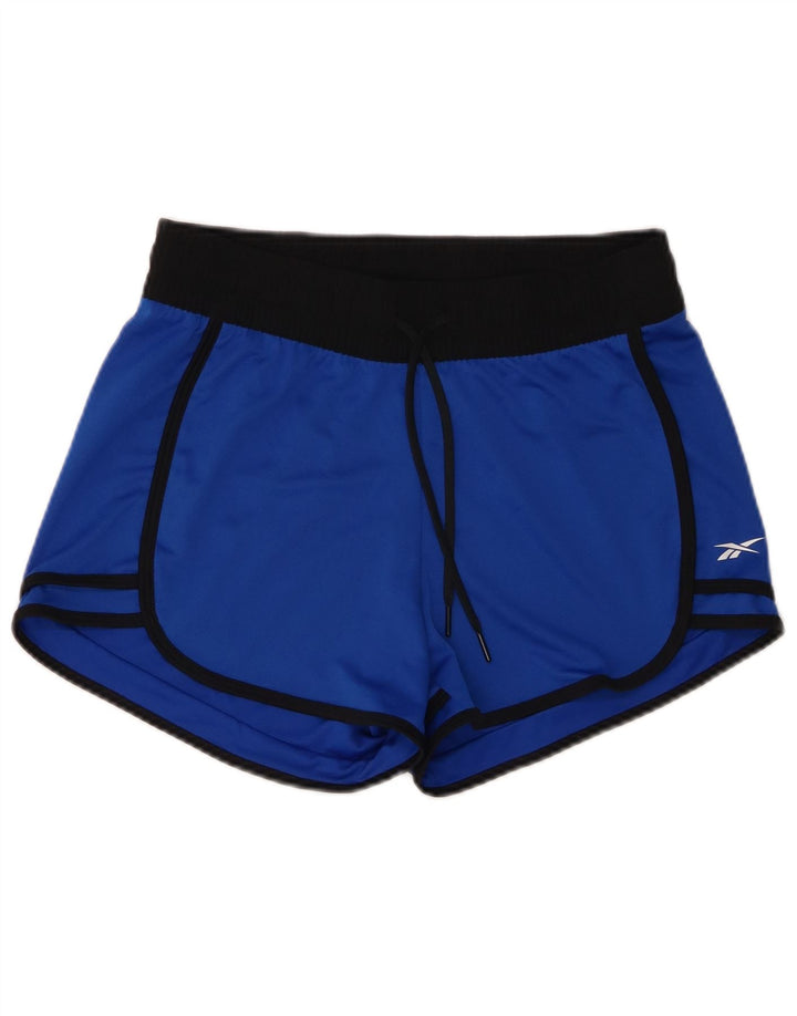 Damskie spodenki sportowe Reebok UK 8/10, mały, niebieski, poliester z blokami kolorów