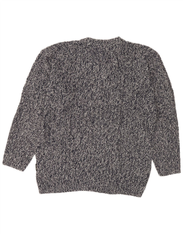 Męski sweter Lotto z dekoltem w szpic, duży, granatowy, nakrapiany akryl