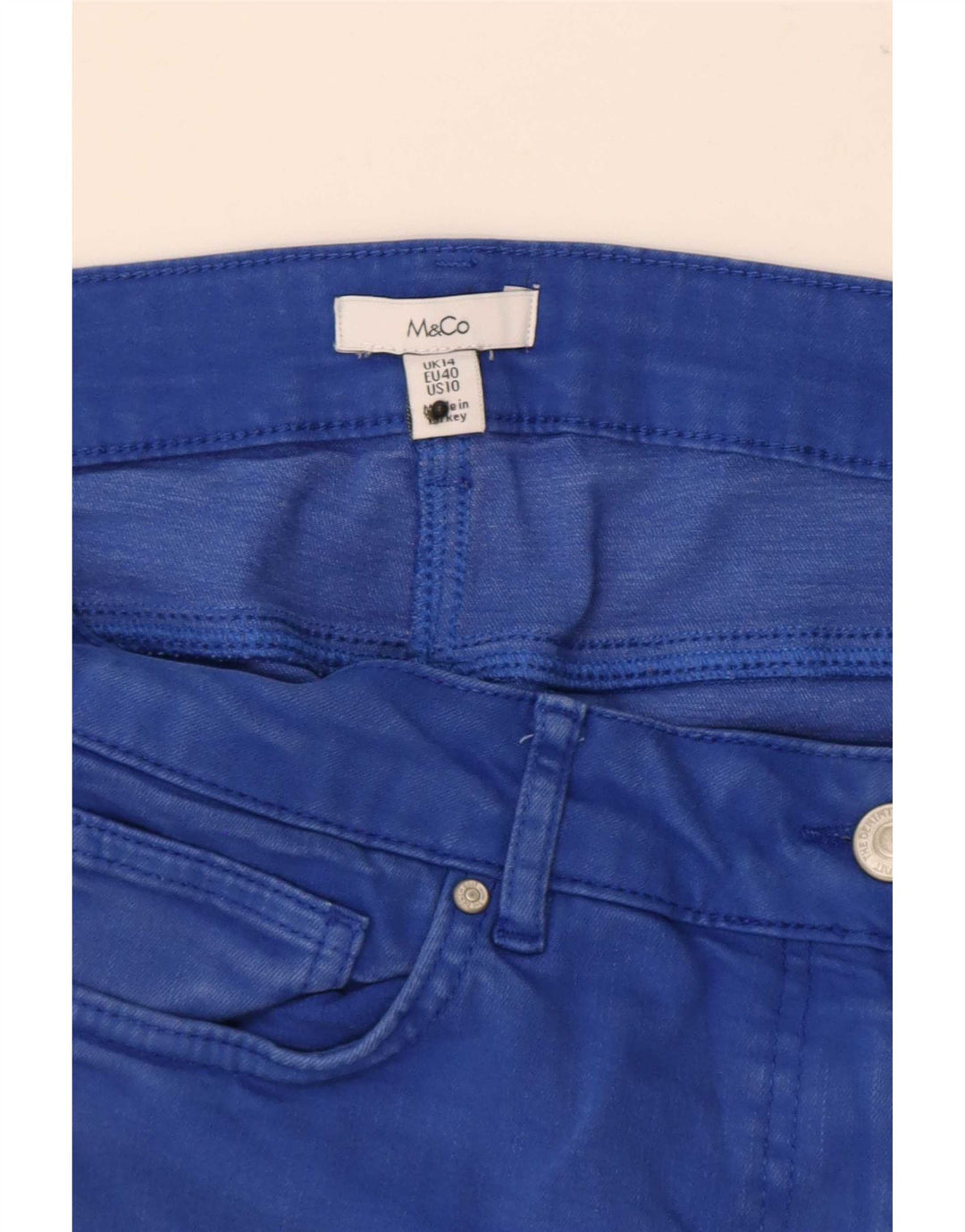Damskie jeansy M&Co Cropped UK 14 Large W34 L24 Niebieskie