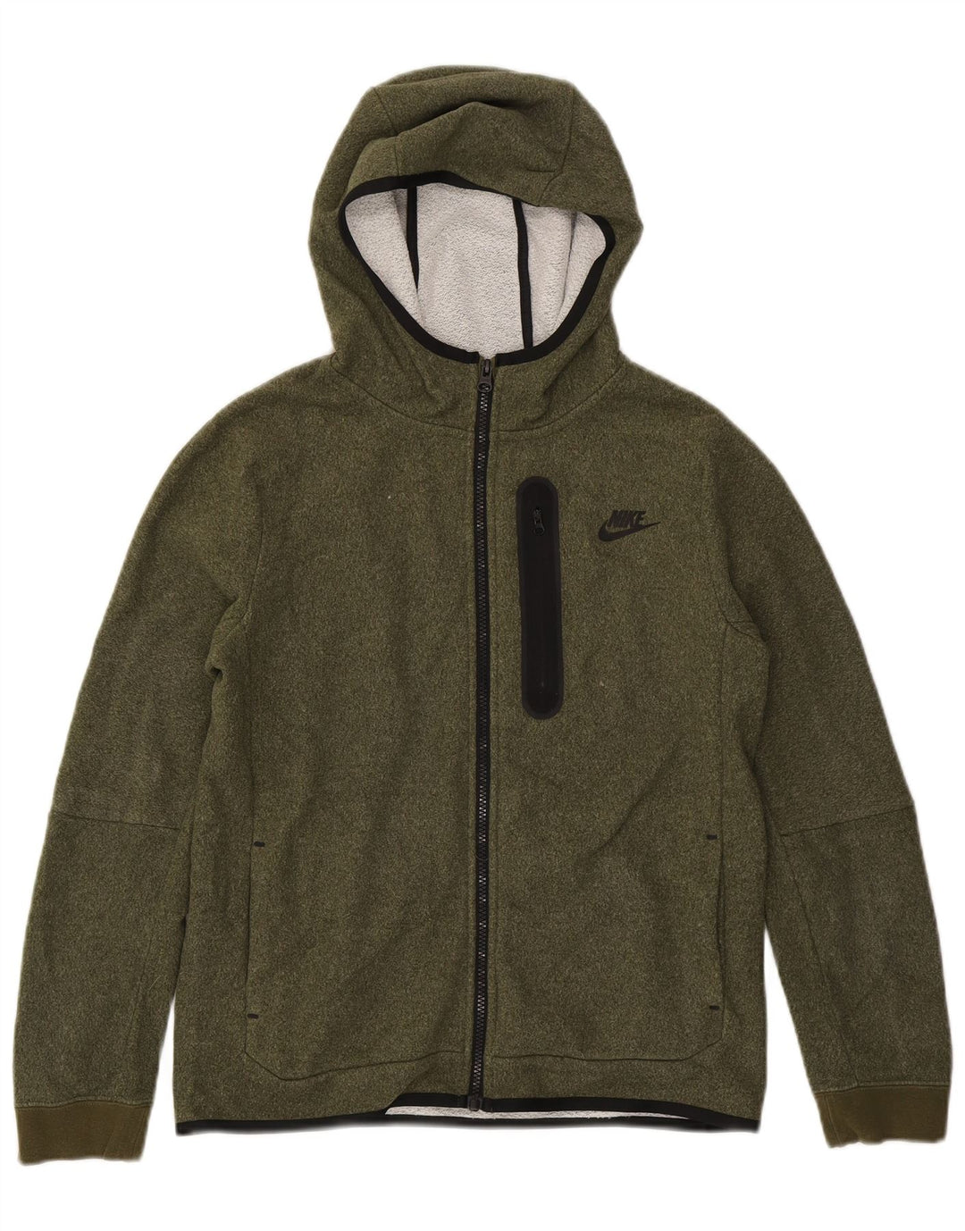 Chłopięcy sweter z kapturem i zamkiem Nike, 13-14 lat, XL, khaki, poliester