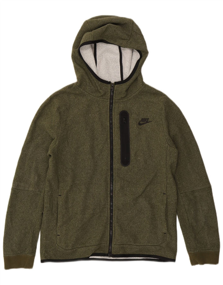 Chłopięcy sweter z kapturem i zamkiem Nike, 13-14 lat, XL, khaki, poliester