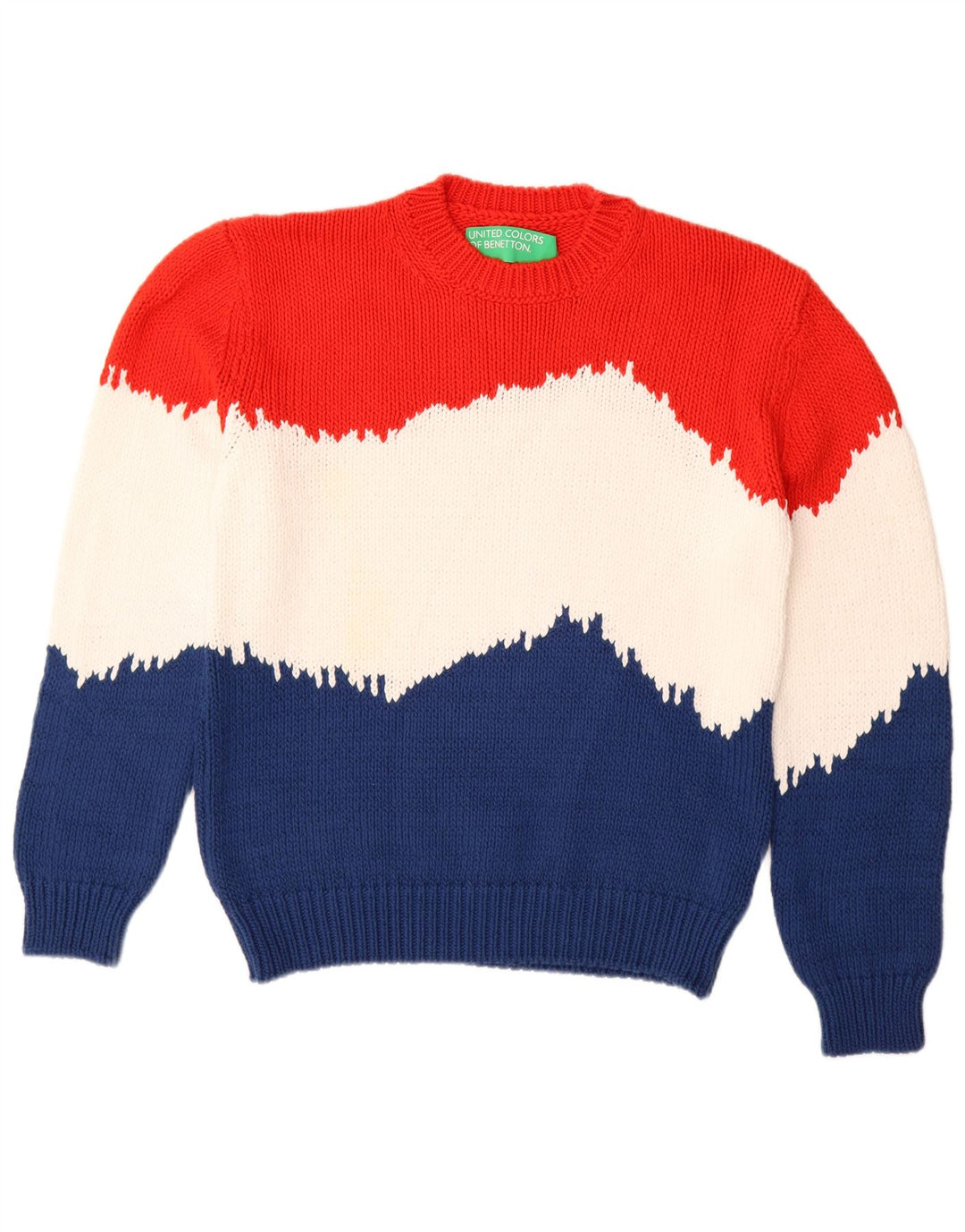 Damski sweter z okrągłym dekoltem BENETTON UK 14, średni, wielokolorowy