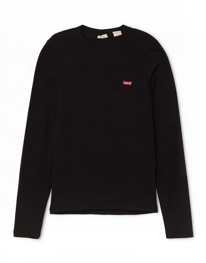 Damski top Levi's z długim rękawem UK 10, mały, czarny, bawełniany