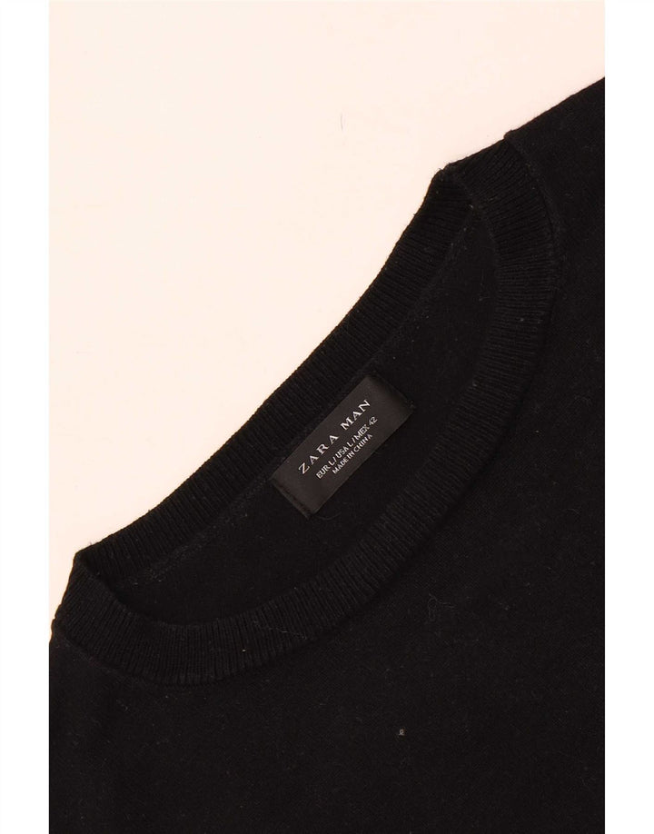 Męski sweter z dekoltem w łódkę Zara, duży, czarny