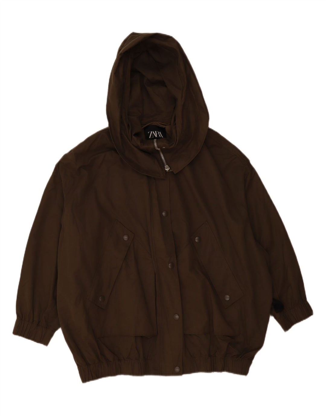 Męska kurtka bomberka oversize z kapturem ZARA UK 38, średni khaki, poliester