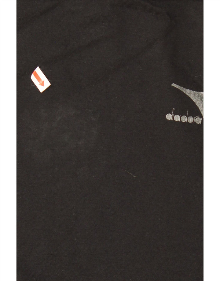 DIADORA Womens Top Long Sleeve UK 10 Small Black Cotton Vintage Diadora and Second-Hand Diadora from Messina Hembry 