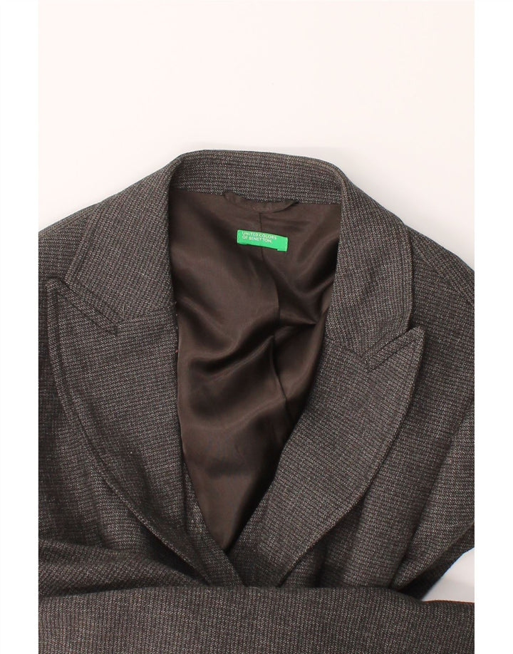 BENETTON Womens 4 Button Blazer Jacket IT 42 Medium Grey Polyester Vintage Benetton and Second-Hand Benetton from Messina Hembry 