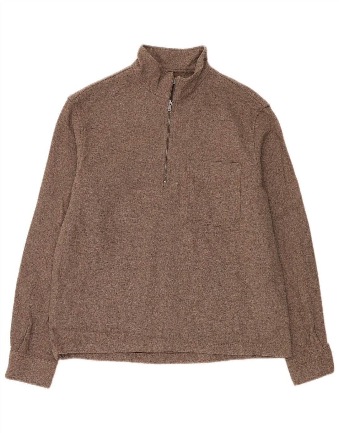 Męski sweter Zara z zamkiem błyskawicznym, mały, beżowy, akrylowy