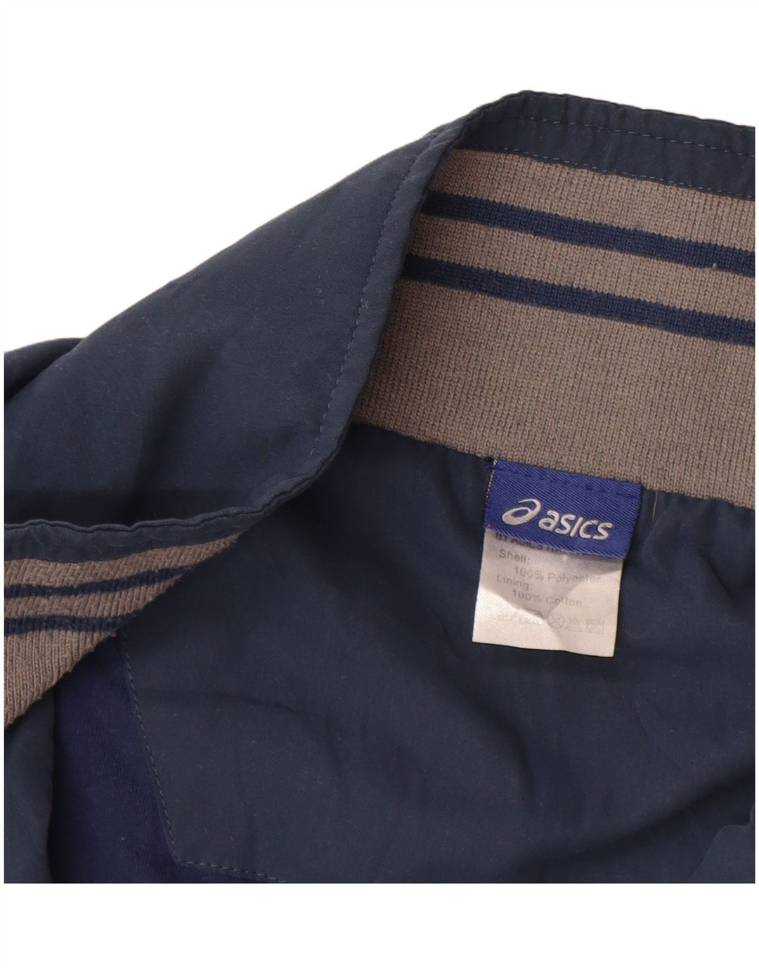 Męska kurtka dresowa ASICS XL, granatowa, poliester z blokami kolorów