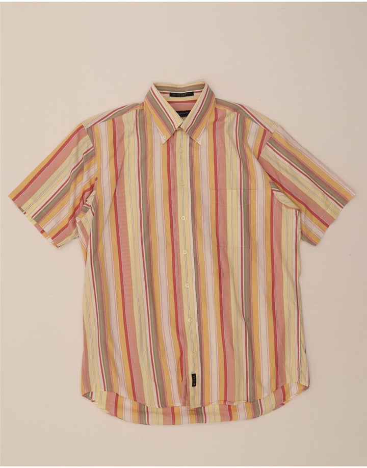 GANT Mens Short Sleeve Shirt Large Yellow Striped Vintage Gant and Second-Hand Gant from Messina Hembry 