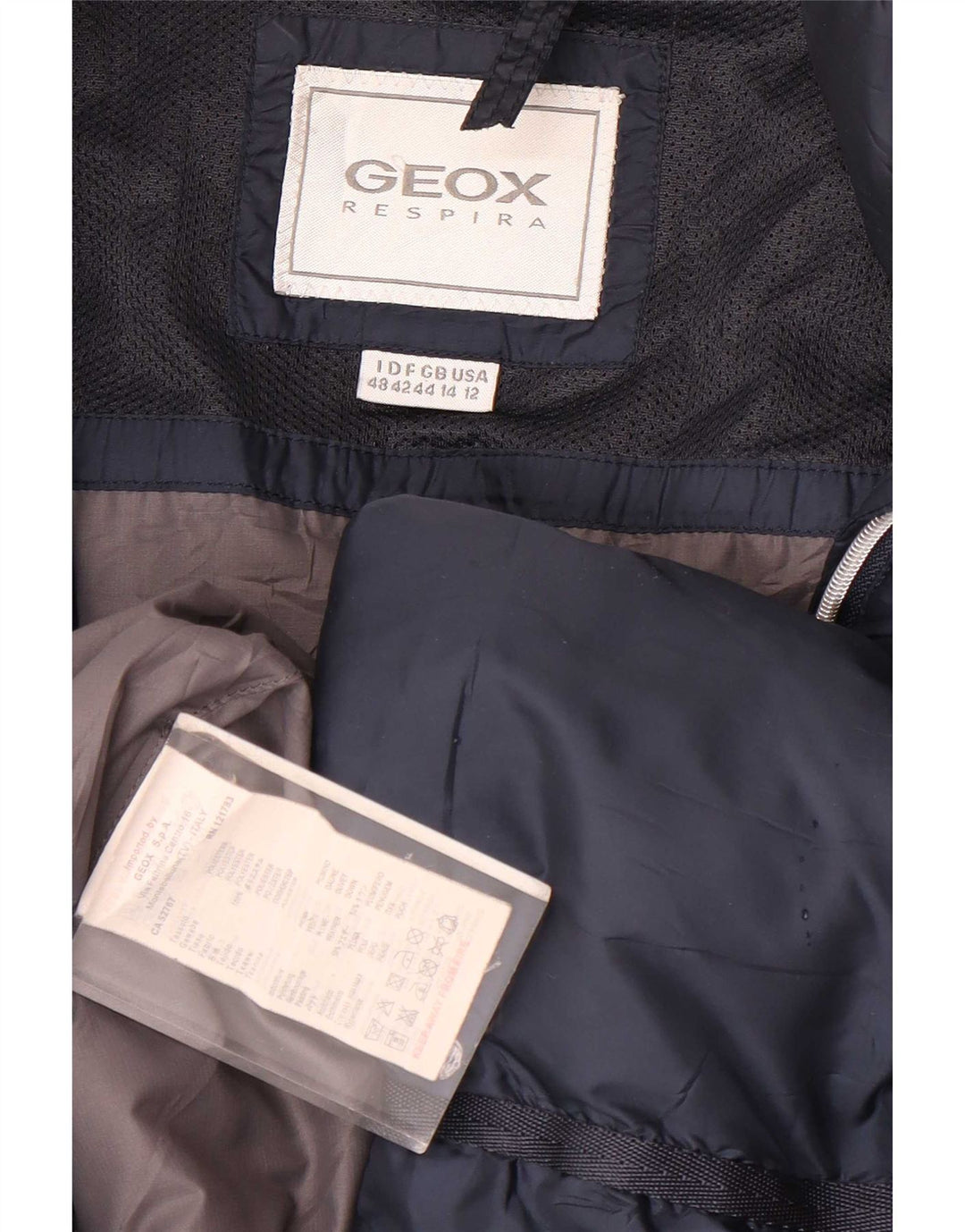 Damski ocieplany płaszcz Geox UK 14, duży, granatowy, poliester