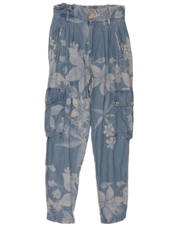 Damskie spodnie Cargo Harem Desigual Medium W32 L28 Niebieski kwiatowy Lyocell