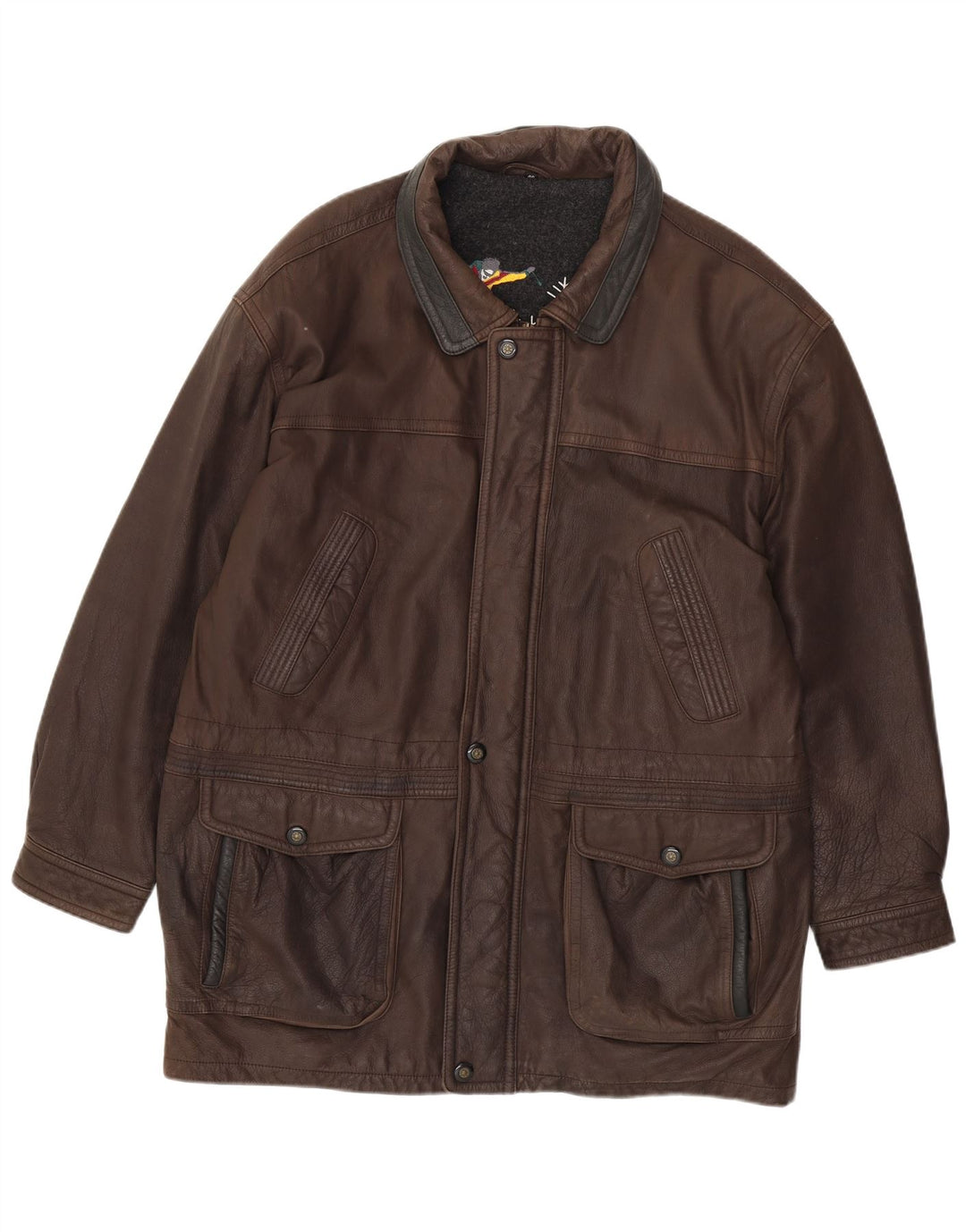 JOHN B Męska kurtka skórzana UK 46 3XL Brązowa skóra