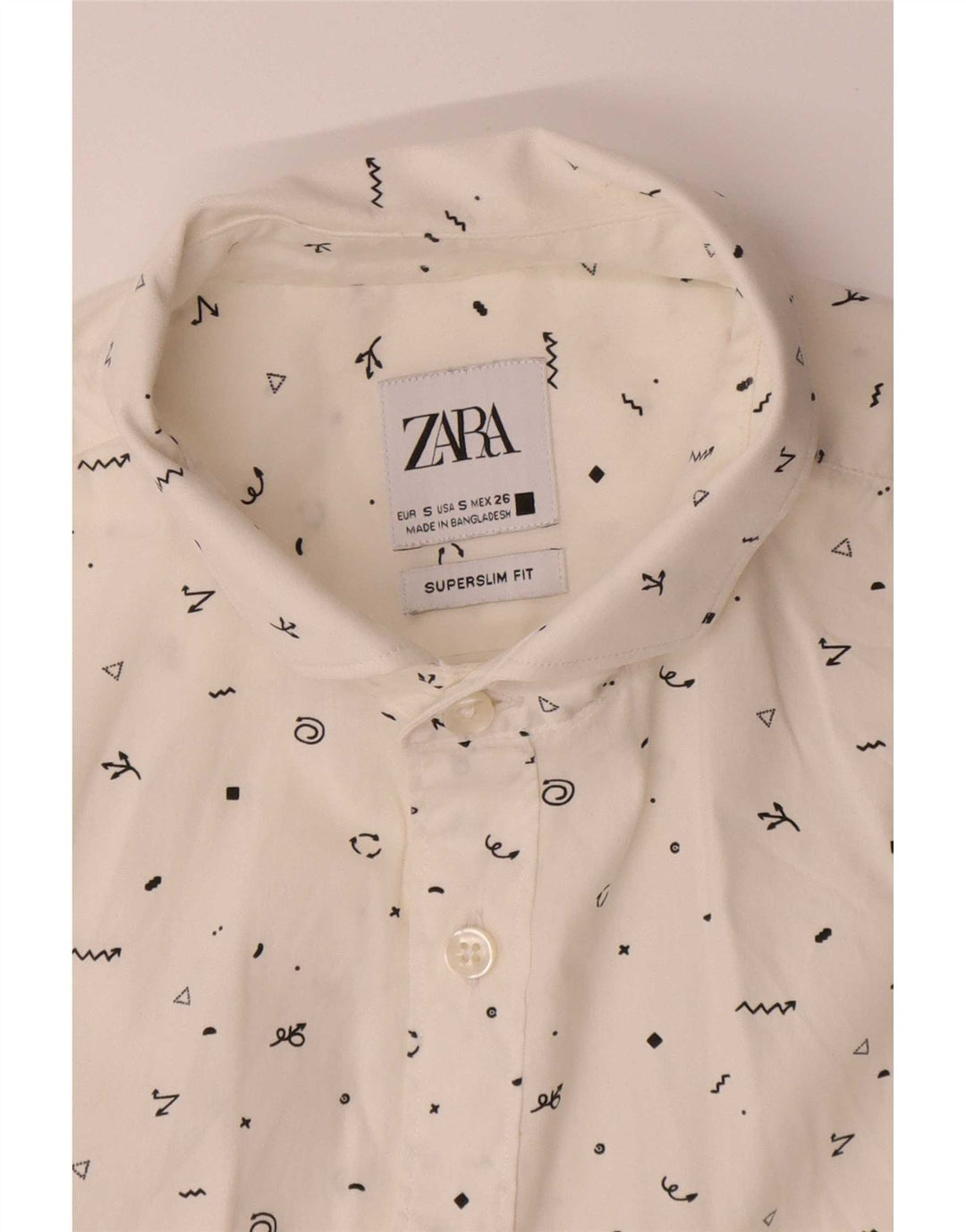 Męska koszula Zara Super Slim Fit w abstrakcyjny wzór, mała, biała