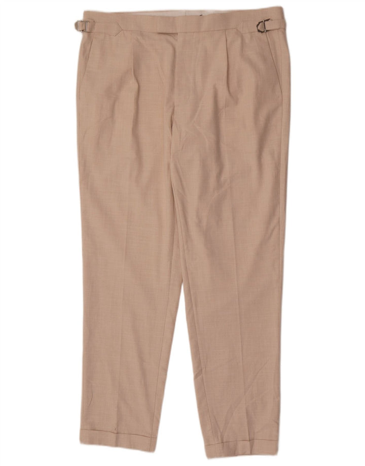 Męskie zwężane spodnie Chino Marks & Spencer W36 L30 Beżowy poliester