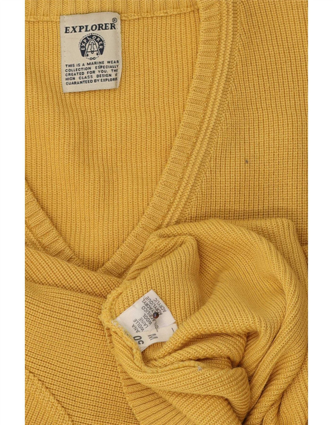 Męski sweter Explorer z dekoltem w szpic IT 50 Średnia żółta wełna