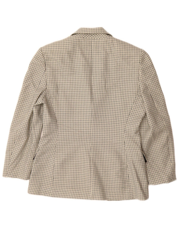 Damska marynarka VINTAGE zapinana na 3 guziki IT 46, duża, szara wełna w pepitkę