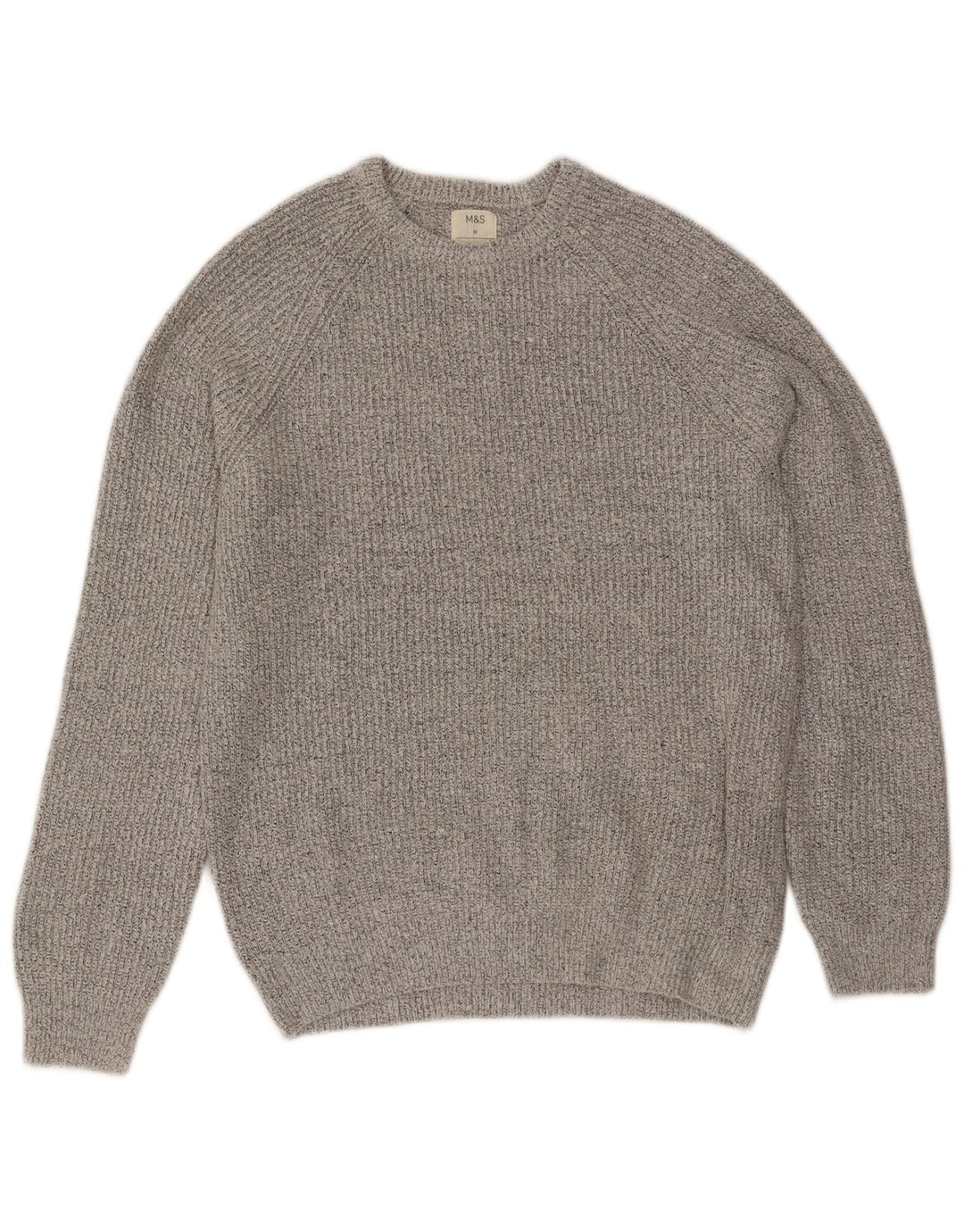 Marks & Spencer Męski sweter z okrągłym dekoltem, średnioszary poliamid