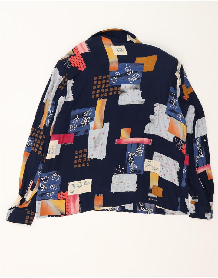 Damska bluzka koszulowa o luźnym kroju w stylu vintage IT 42 Średni granatowy patchwork