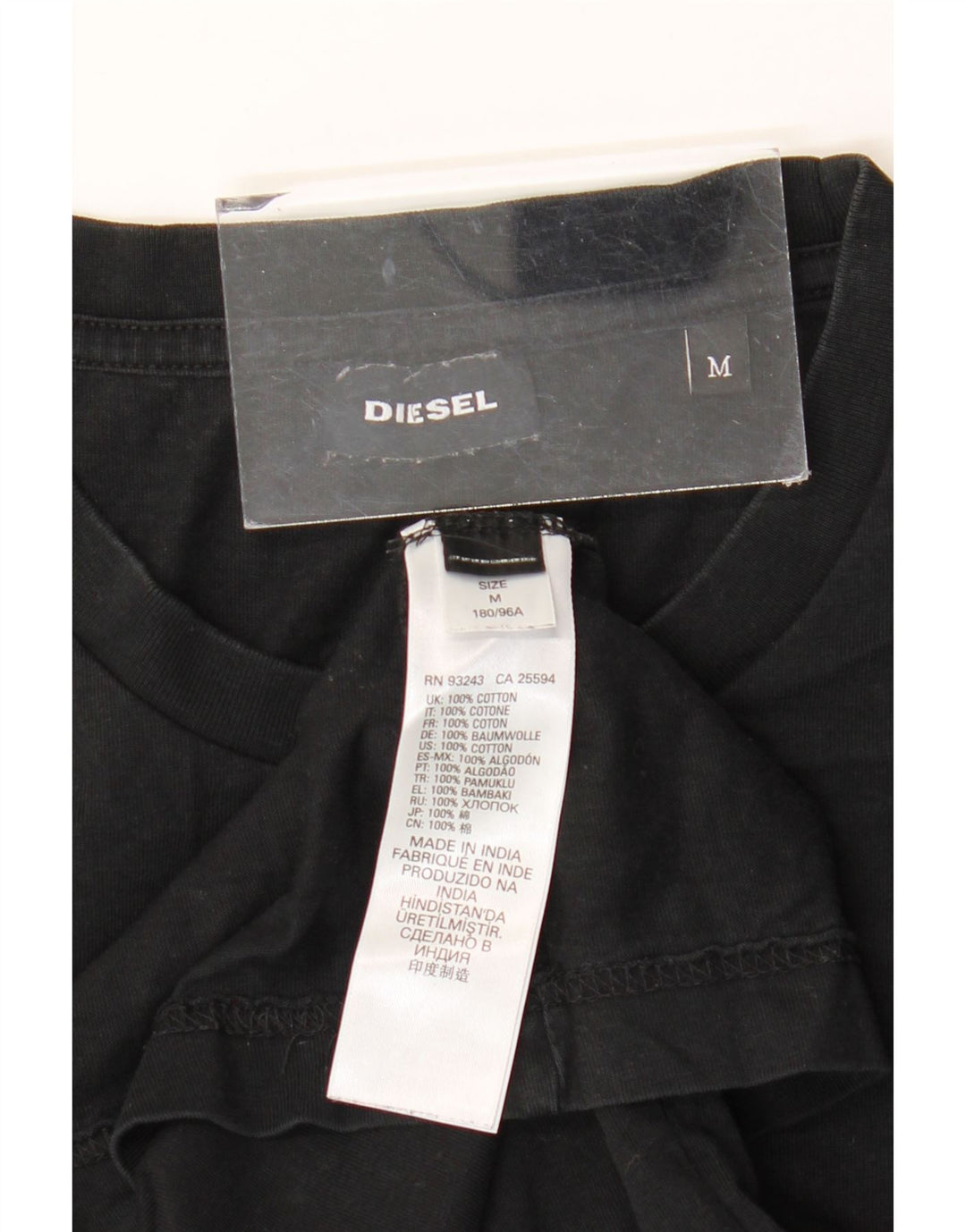 Męska koszulka z grafiką Diesel, średnia, czarna bawełna