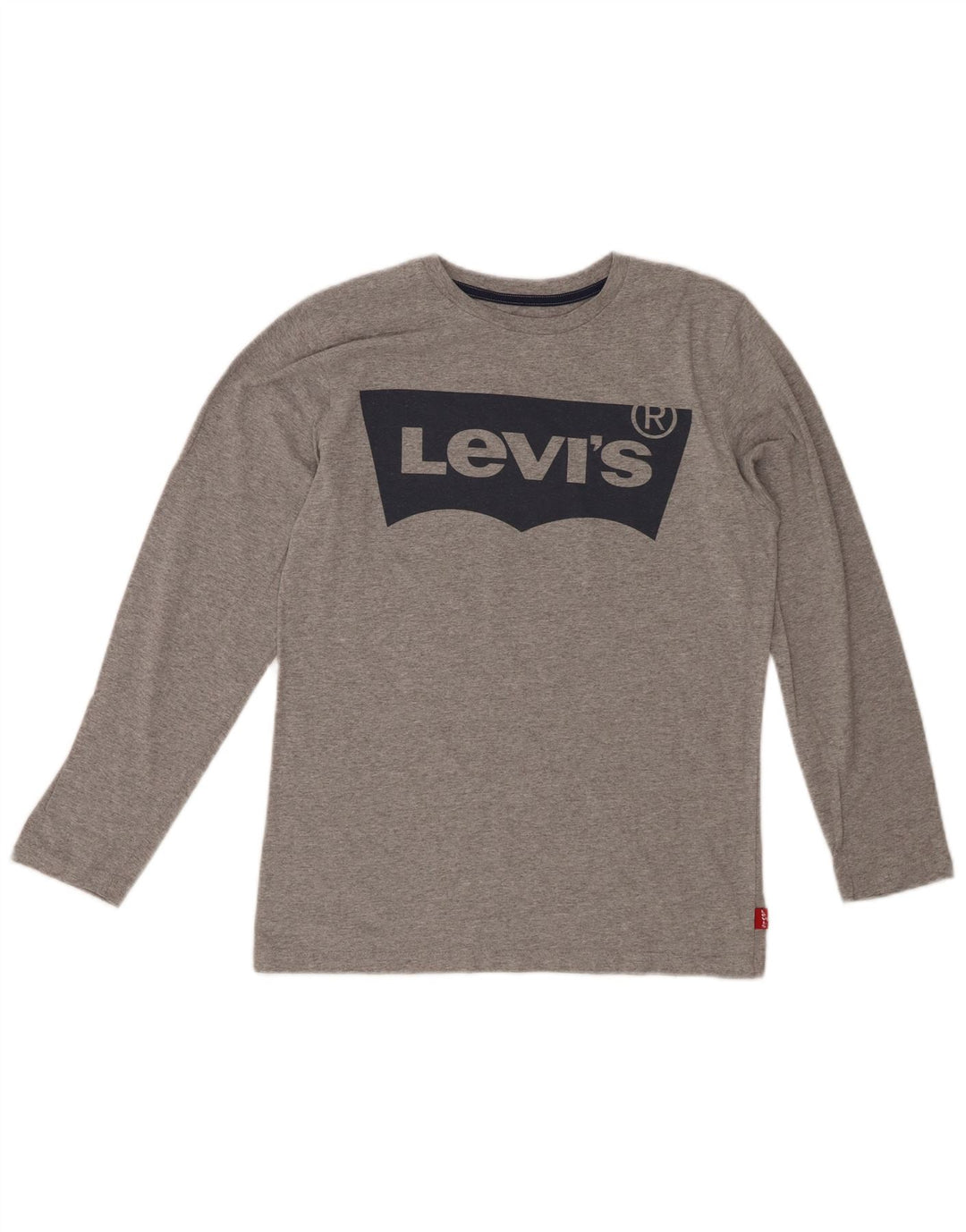 LEVI'S Boys Graphic Top Long Sleeve 13-14 Years Grey Flecked Polyester