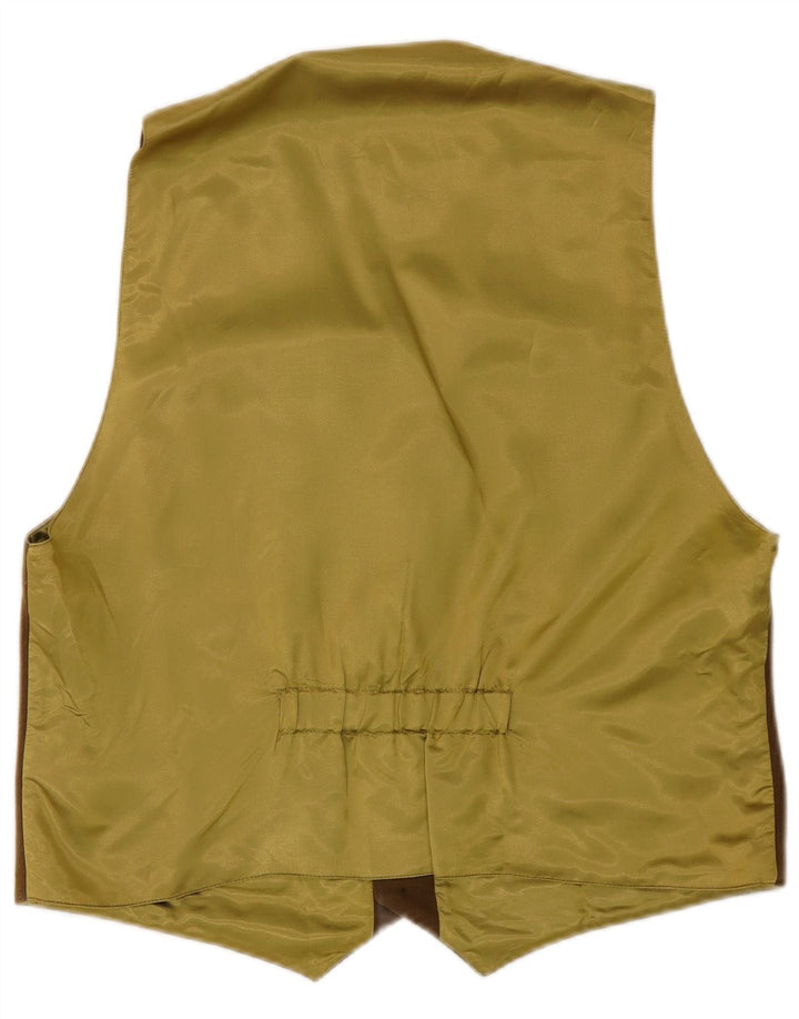 VINTAGE Mens Waistcoat Medium Khaki Wool