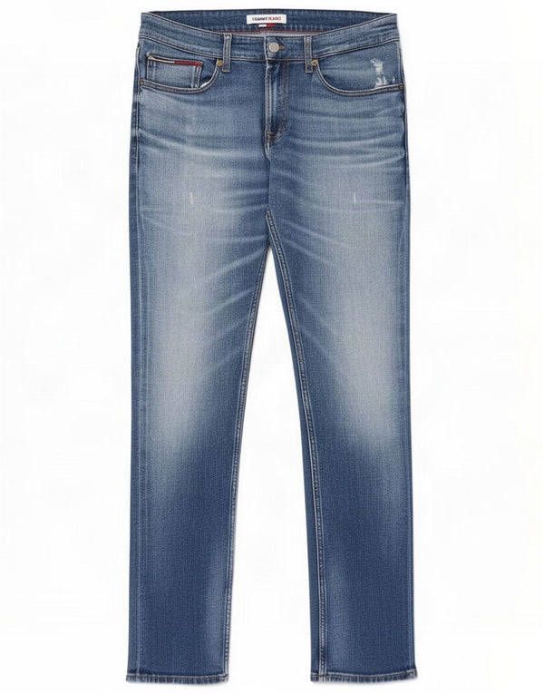 Tommy Hilfiger Męskie Scanton Distressed Slim Jeans W32 L32 Niebieskie bawełniane