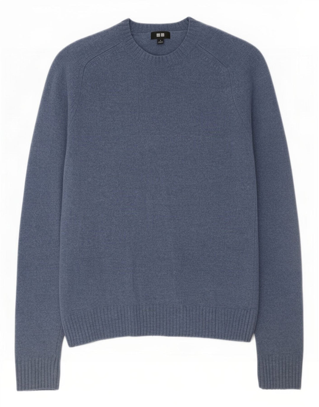 Męski sweter z okrągłym dekoltem Uniqlo, mały, niebieski, wełniany