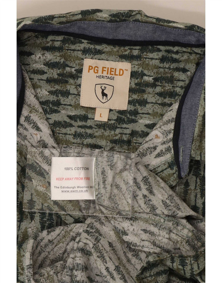 PG Field Męska koszula z krótkim rękawem Heritage w abstrakcyjny wzór, duża zielona