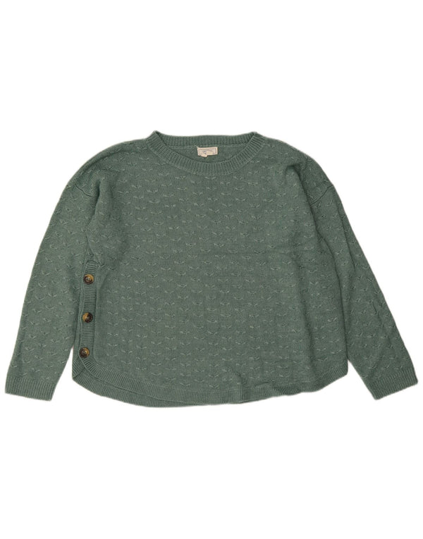 Damski sweter Fat Face z dekoltem w łódkę UK 14, duży, zielony, wiskoza