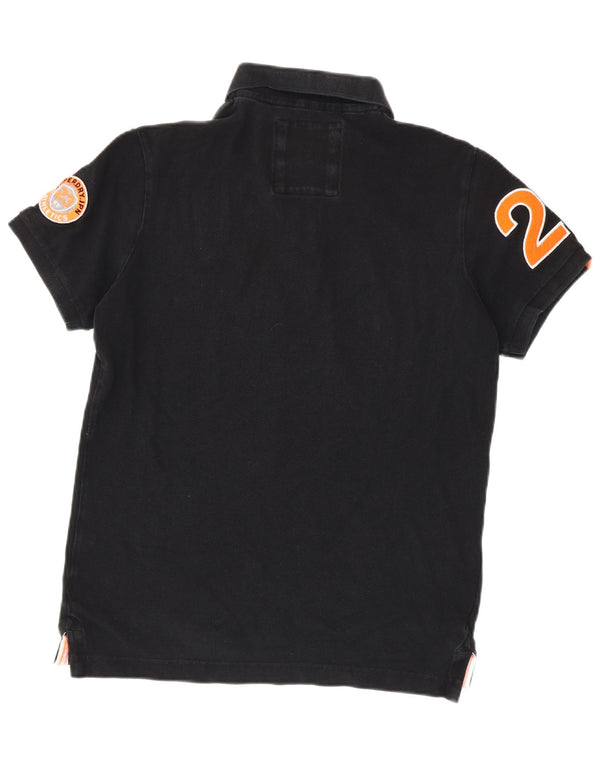 Męska koszulka polo do rugby Superdry z grafiką, duża, czarna, bawełniana