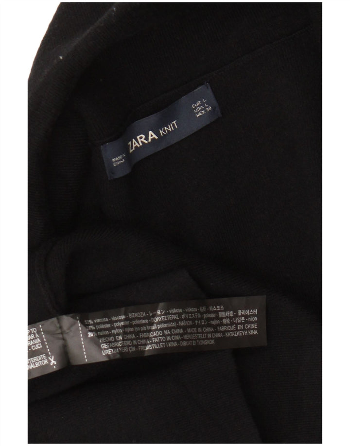 Sweter damski Zara z otwartym kardiganem UK 16, duża, czarna wiskoza