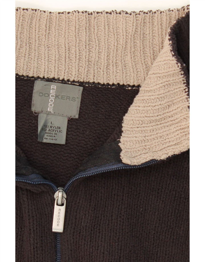DOCKERS Mens Zip Neck Jumper Sweater Large Black Nylon Vintage Dockers and Second-Hand Dockers from Messina Hembry 