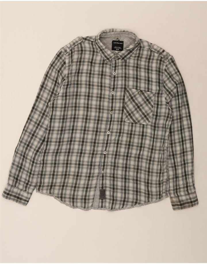 Męska koszula wojskowa Calvin Klein Jeans XL, szara, bawełniana w kratkę