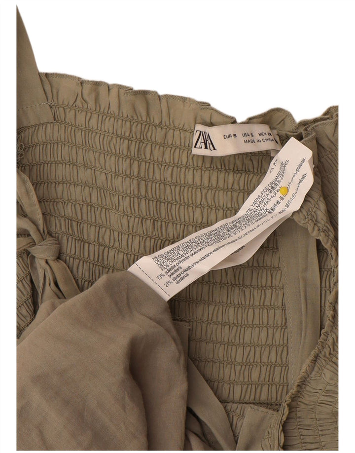 Damska sukienka letnia Zara UK 8, mała, khaki, poliester
