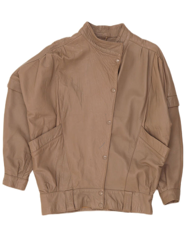 Vintage damska, oversize'owa kurtka skórzana UK 14, średni brąz, retro