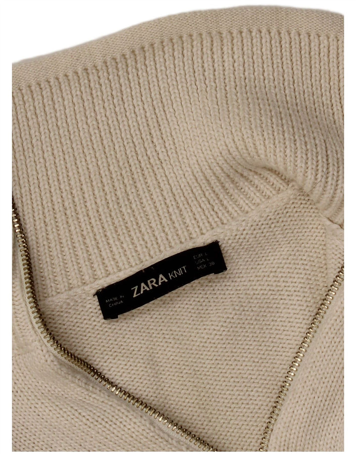 Sweter damski Zara z zamkiem błyskawicznym UK 14, duży, biały
