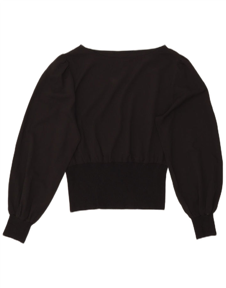 Damska bluzka w stylu vintage w kształcie skrzydła nietoperza, UK 12, średnia czarna