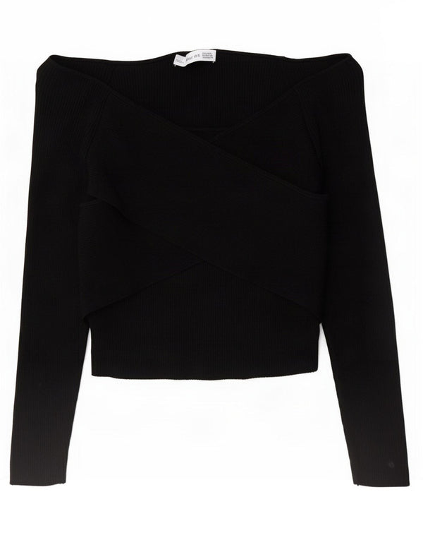Damski top z odkrytymi ramionami Zara UK 10 Small, czarna wiskoza