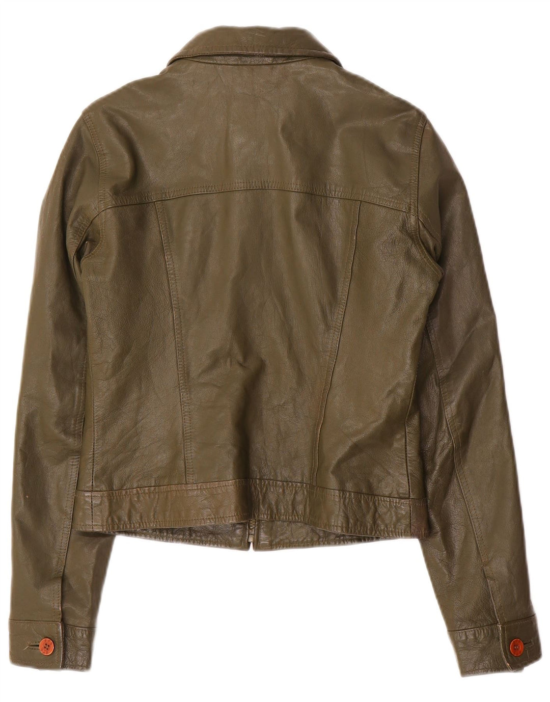 Damska kurtka Zara Trafaluc Crop Leather UK 12, średnia skóra khaki